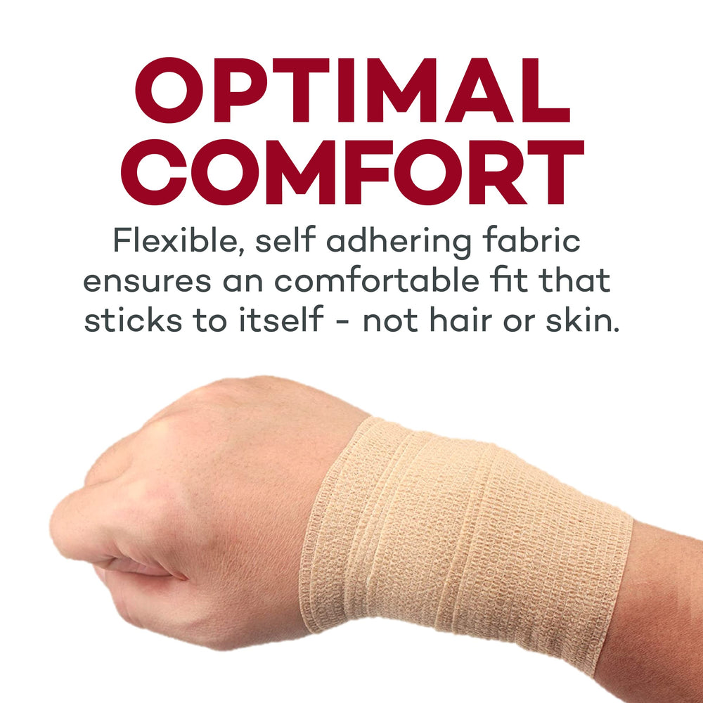 Dealmed tan bandage wrap conforms to curves for reliable support.
