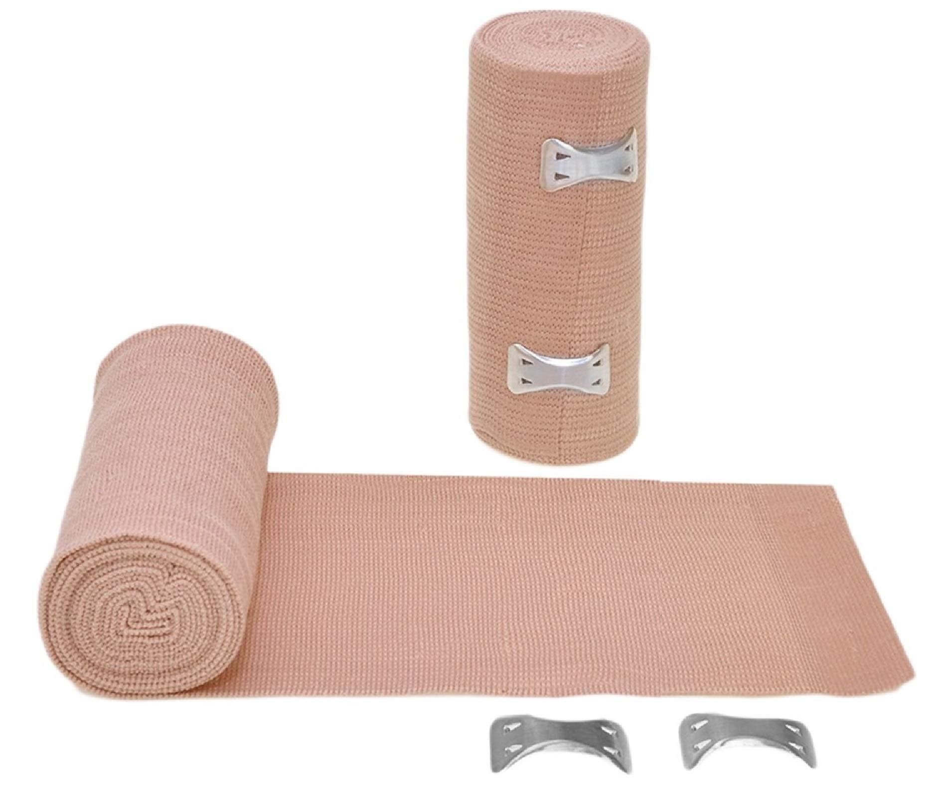 Dealmed bandage wrap with metal clips demonstrates adjustable fit and stay-in-place support