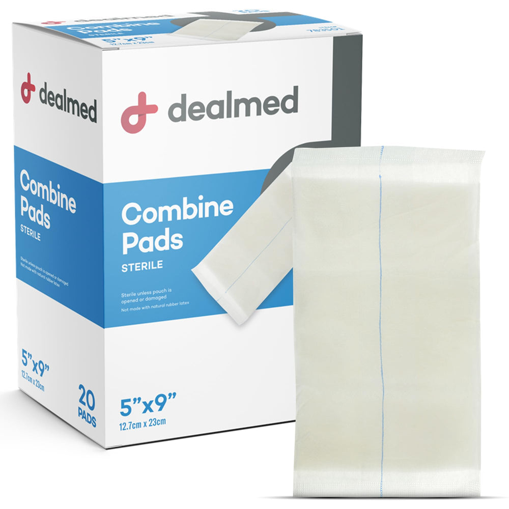 Dealmed hospital and emergency use pads for versatile wound care.
