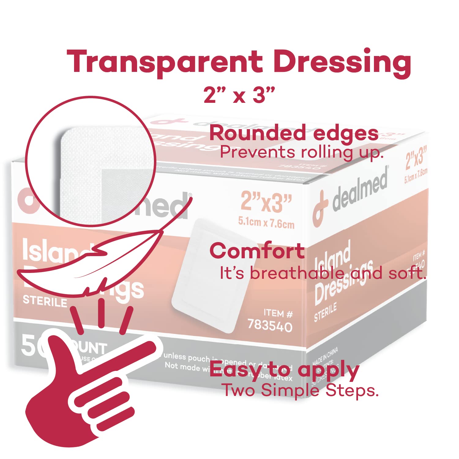 Dealmed 2x3 inch dressings ideal for larger wounds and incisions.