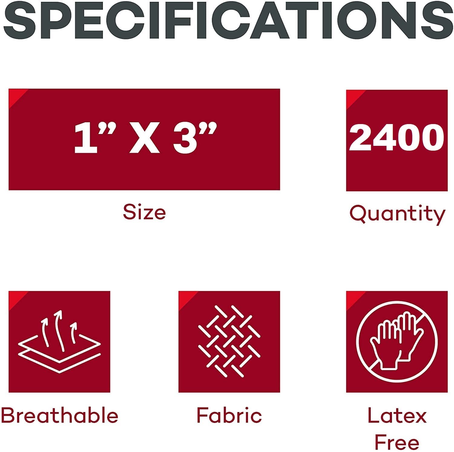 Dealmed latex-free bandage packaging close-up highlight safe skin contact
