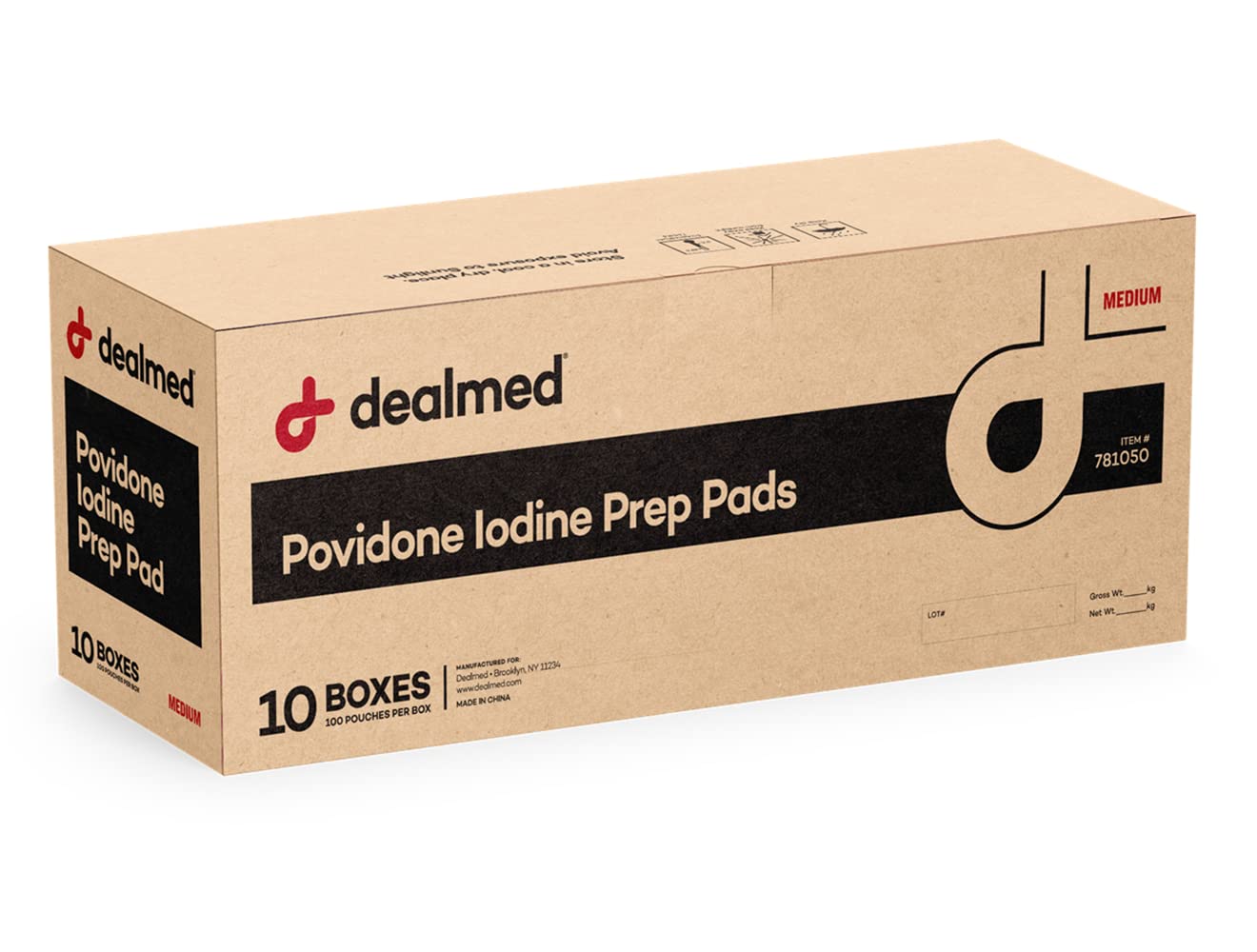 Dealmed povidone iodine prep pad in a sealed single packet for clean, ready wound care.