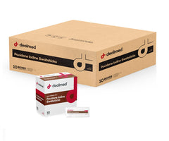 Dealmed povidone iodine swabsticks wrapped packets for easy skin prep on the go