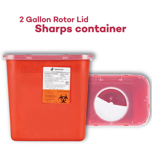 DealMed 2-gallon sharps container suitable for high-volume facilities