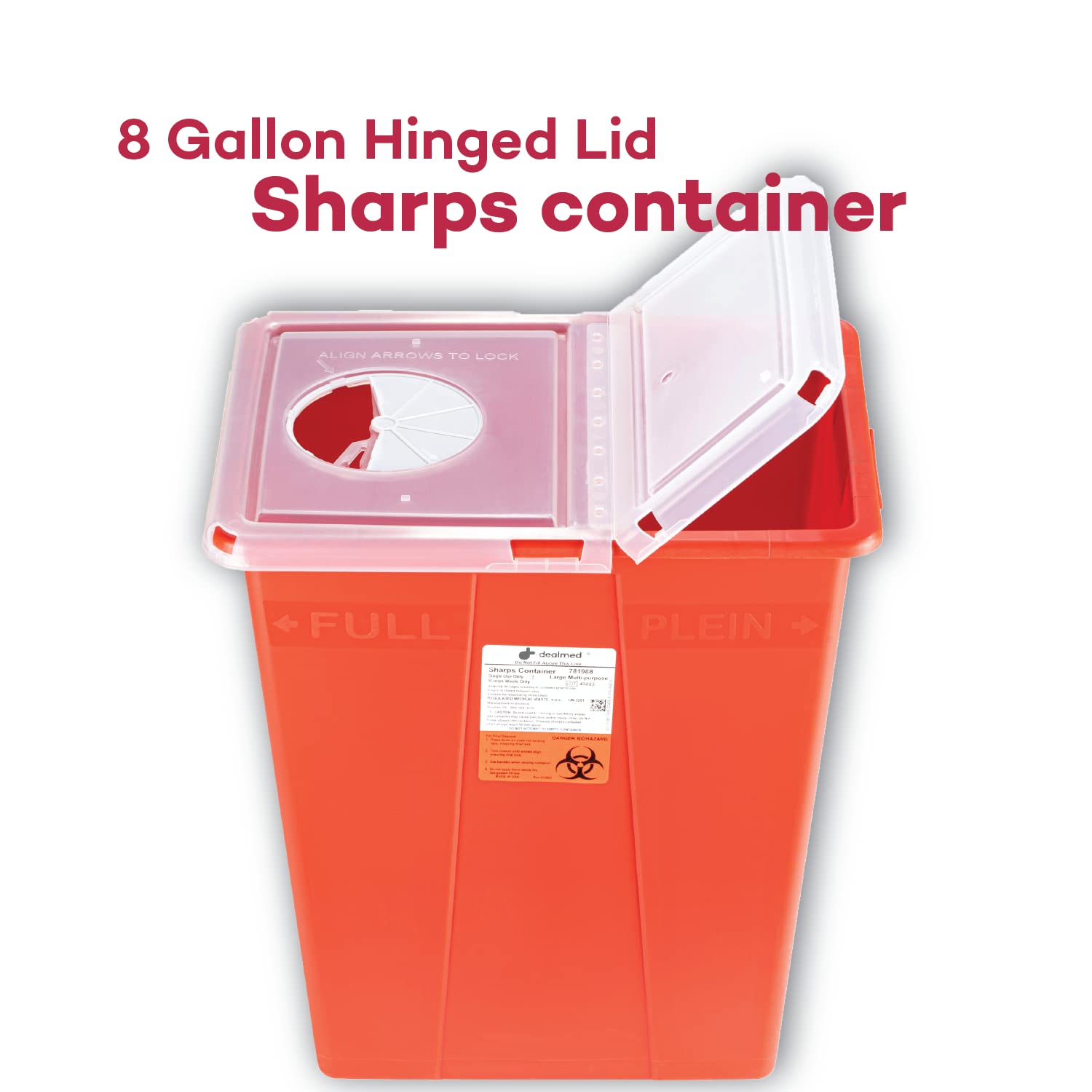 Dealmed case of 10 red sharps containers for scalable clinics.