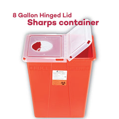 Dealmed case of 10 red sharps containers for scalable clinics.