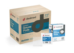 Dealmed 2x2 inch sterile gauze pads box with nonstick, gentle wound care