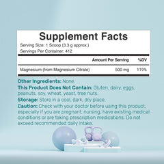 DEAL SUPPLEMENT Magnesium Citrate Powder scoop illustrating a 500 mg daily serving.