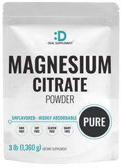DEAL SUPPLEMENT Magnesium Citrate Powder jar with unflavored formula for easy absorption.