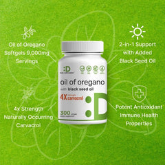 DEAL SUPPLEMENT Oil of Oregano Softgels capsules being poured for easy dosing