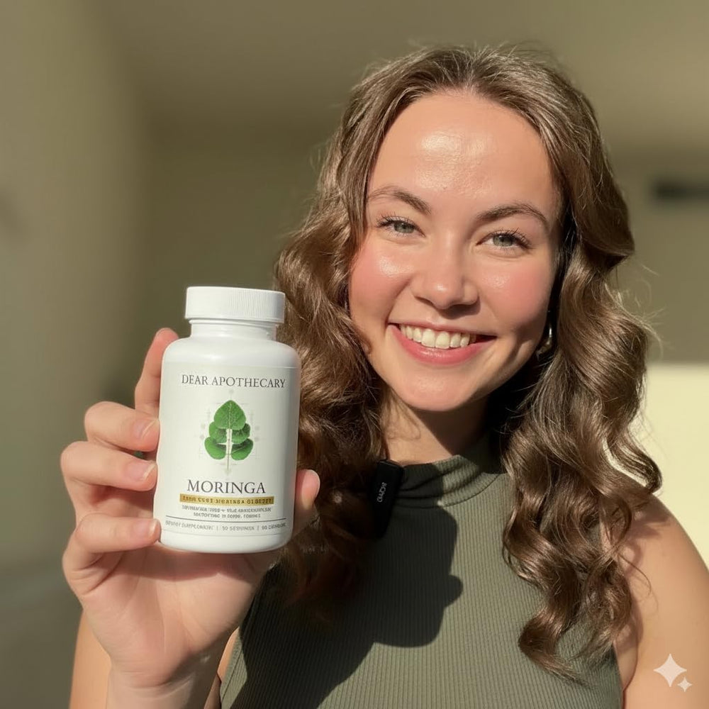 Dear Apothecary nutrient-dense moringa leaves for everyday supplementation.