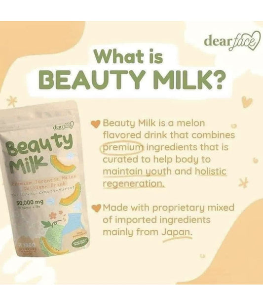 Dear Face Beauty Milk Collagen Melon two-pack front view highlights flavor variety.