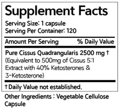 Close-up of Dear Nature Cissus capsules for recovery use case