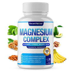DECENT NATURE Magnesium Complex bottle highlighting full-spectrum blend for daily wellness.