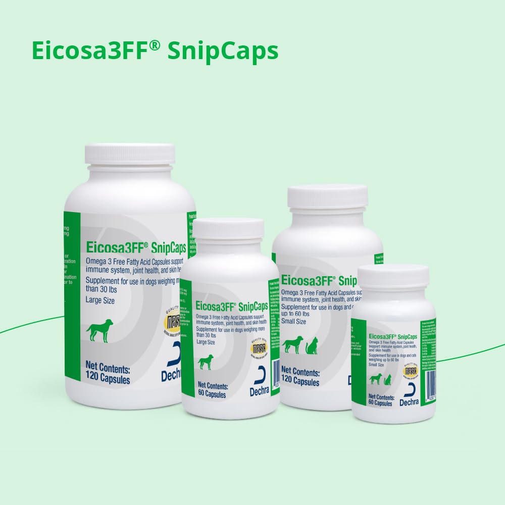 Dechra Eicosa3FF SnipCaps meal-time routine supports consistent use.