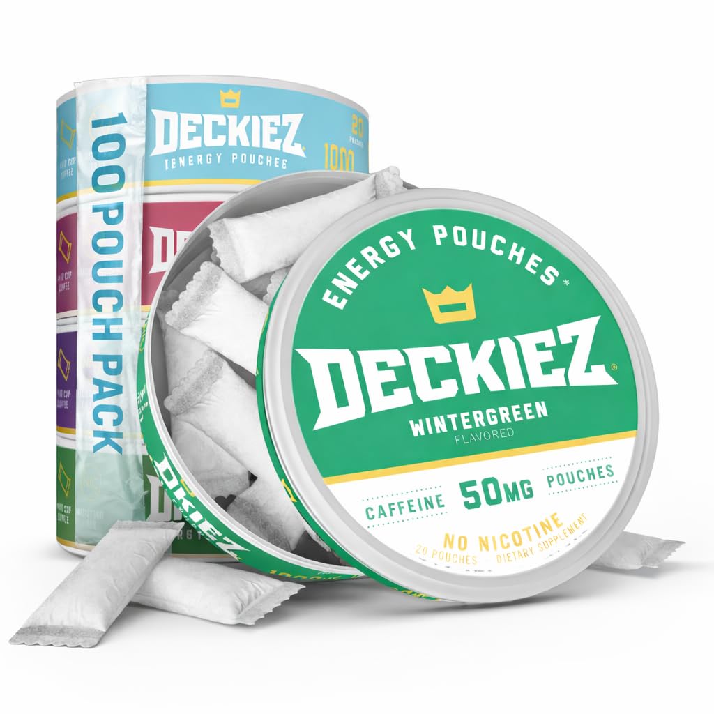 Deckiez Energy Pouch Berry can shows portable caffeine boost for quick focus.