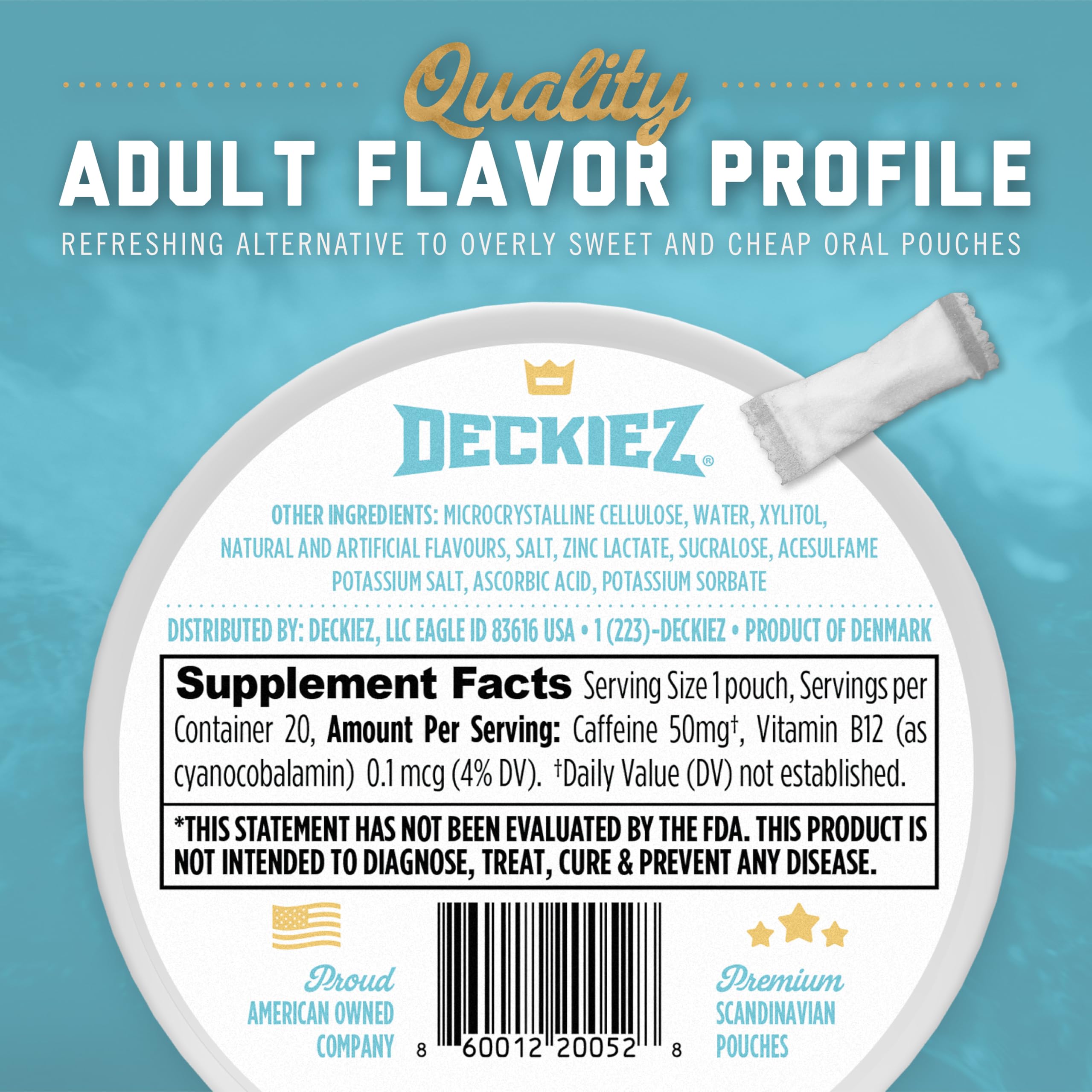 Deckiez Energy Pouch close-up texture highlights premium ingredients and smooth release.