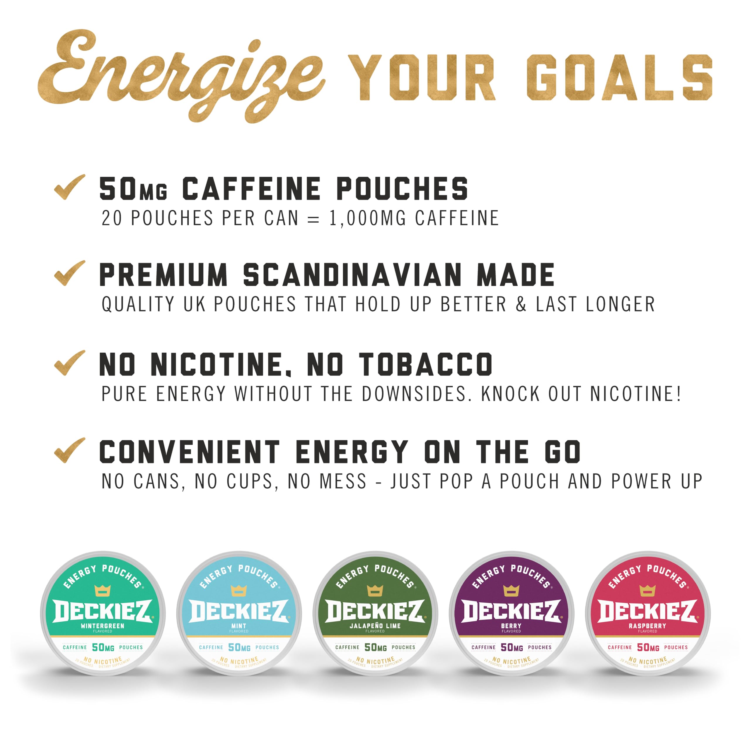 Deckiez Energy Pouch Mint can provides a cool, discreet caffeine boost.