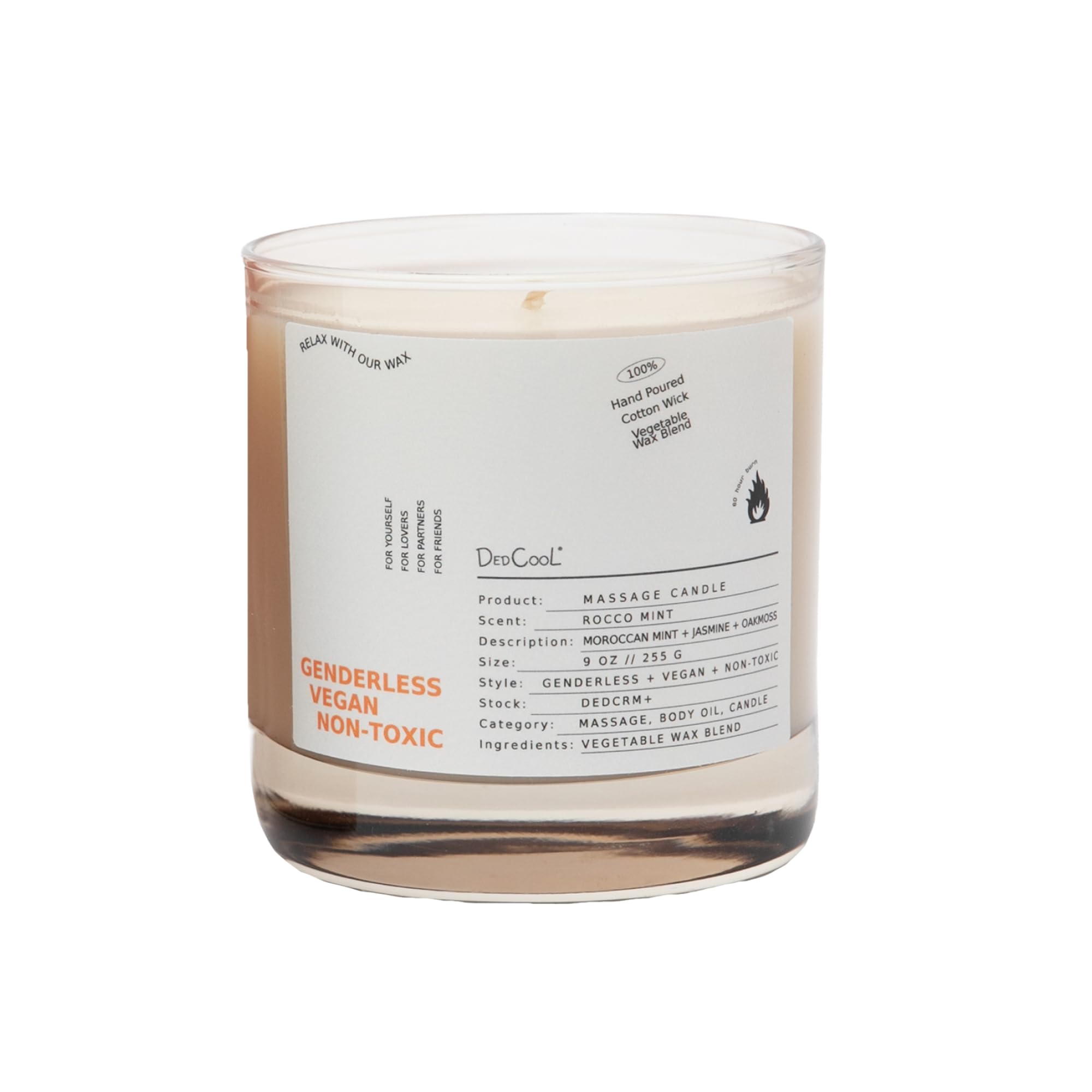 DedCool Rocco Mint massage candle 9oz melts into skin-friendly oil for massage