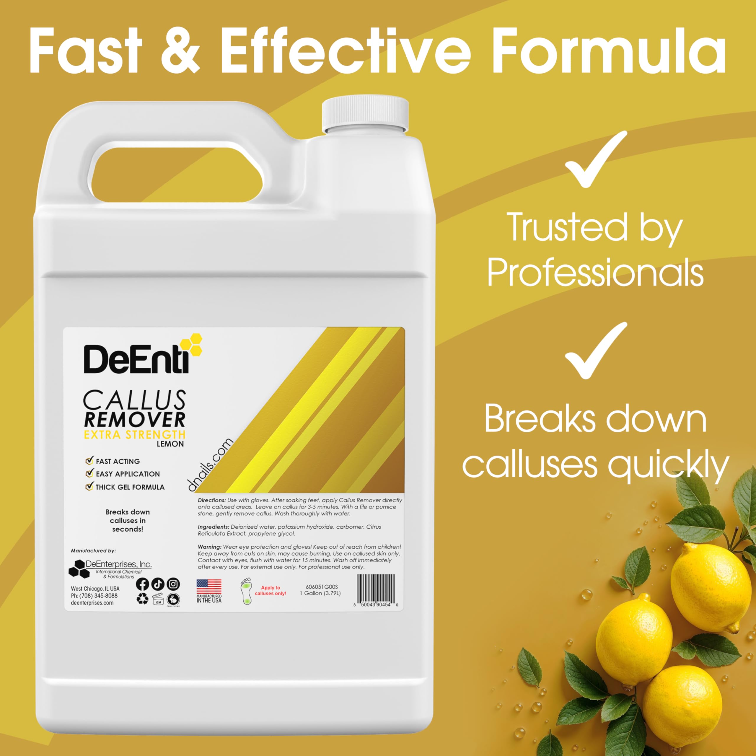 DeEnti Callus Remover gel applied to the foot for softening.