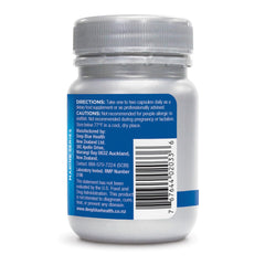 Label close-up showing Deep Blue Health Green Lipped Mussel and natural anti-inflammatory potential.