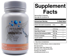 Deep Blue Health Haem Iron from South Island NZ deer farms.