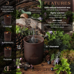 Deep Eden coconut-soy-beeswax blend ensures clean burn.