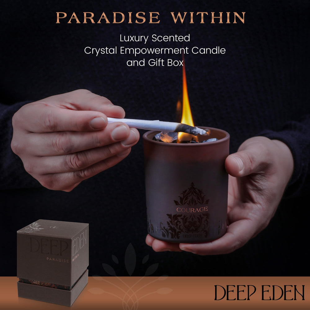 Deep Eden wood wick close-up highlights artisan craftsmanship.