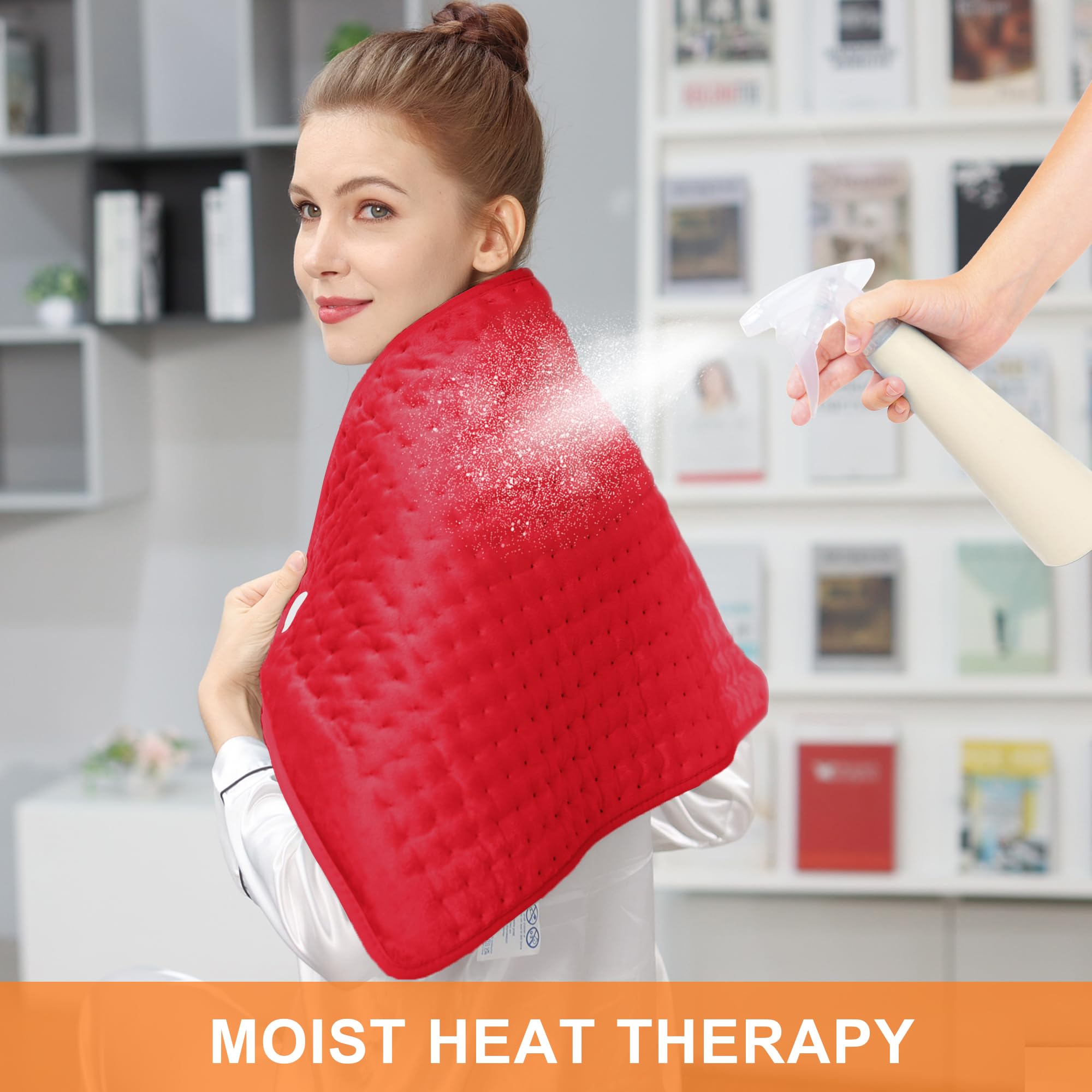 Deepsoon heating pad covering back and shoulders during use