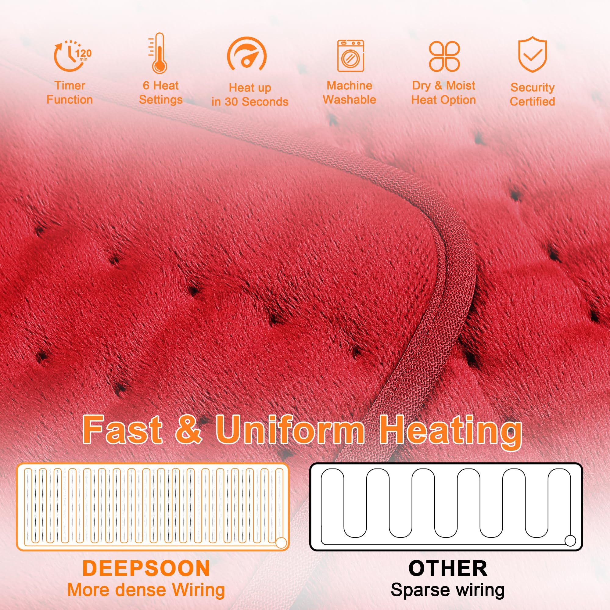 Deepsoon heating pad control panel with six temperature settings
