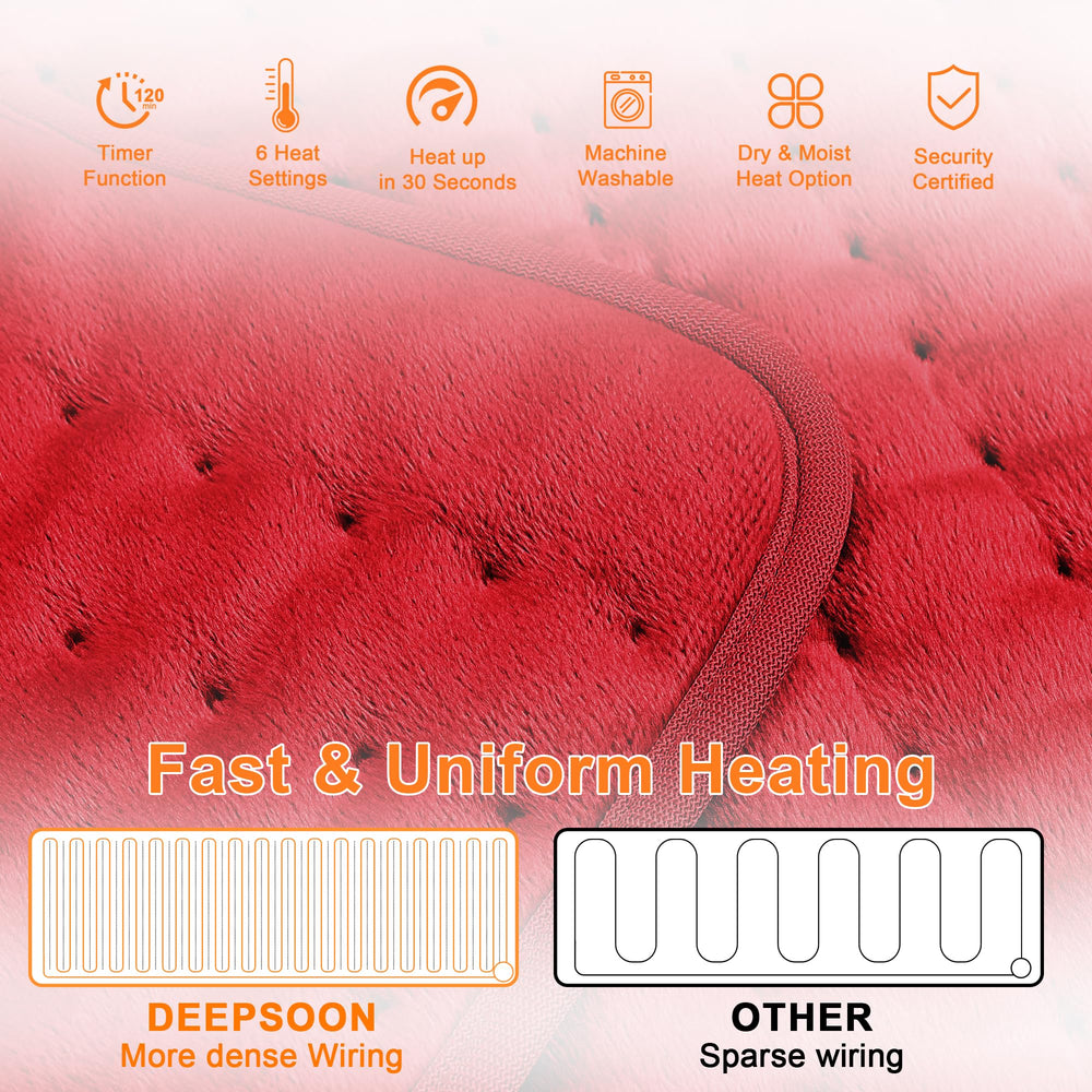 Deepsoon heating pad control panel with six temperature settings