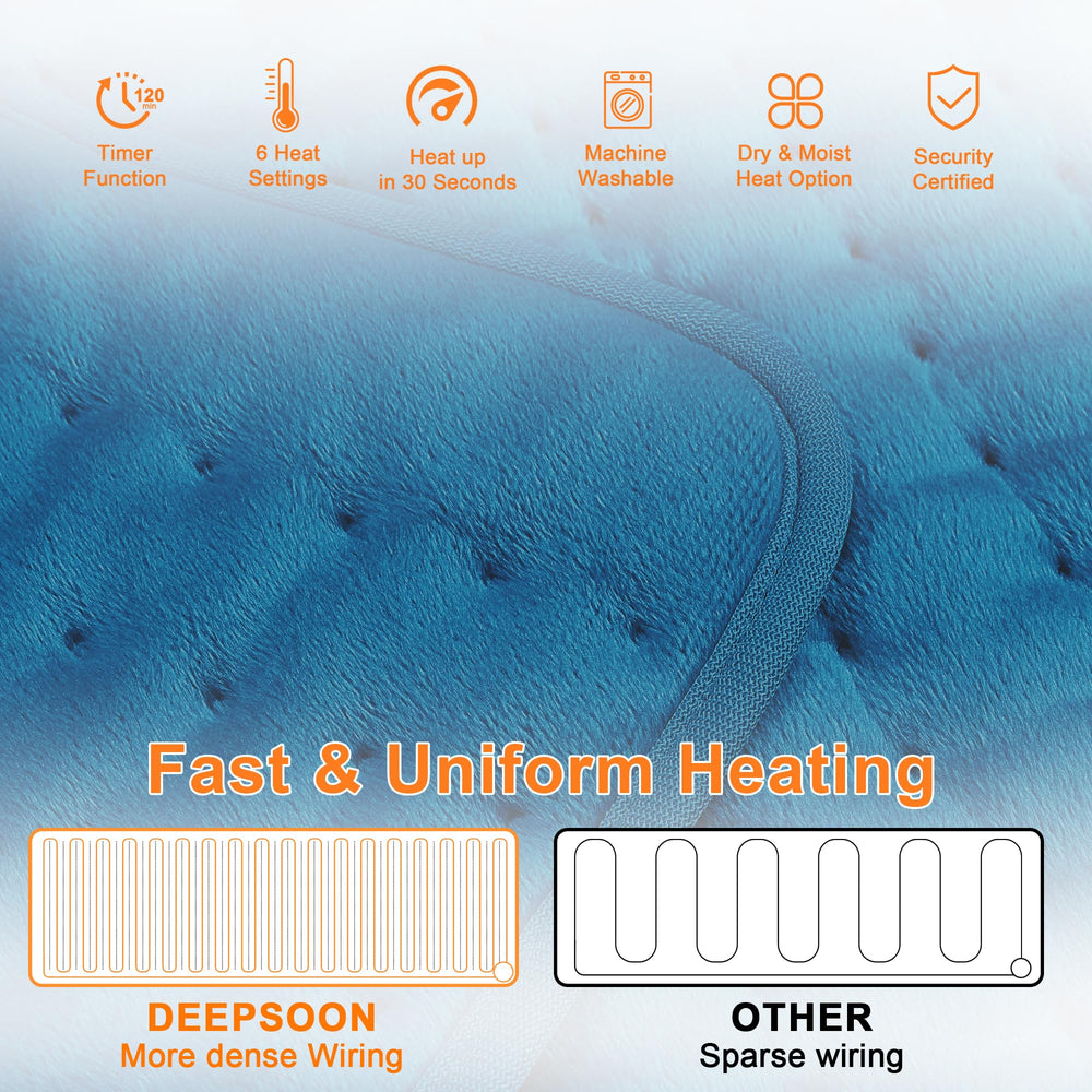 Deepsoon heating pad controller showing heat settings for six levels.
