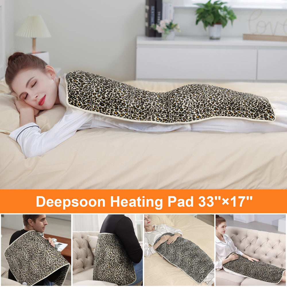 Deepsoon leopard heating pad on neck and shoulders with gentle heat
