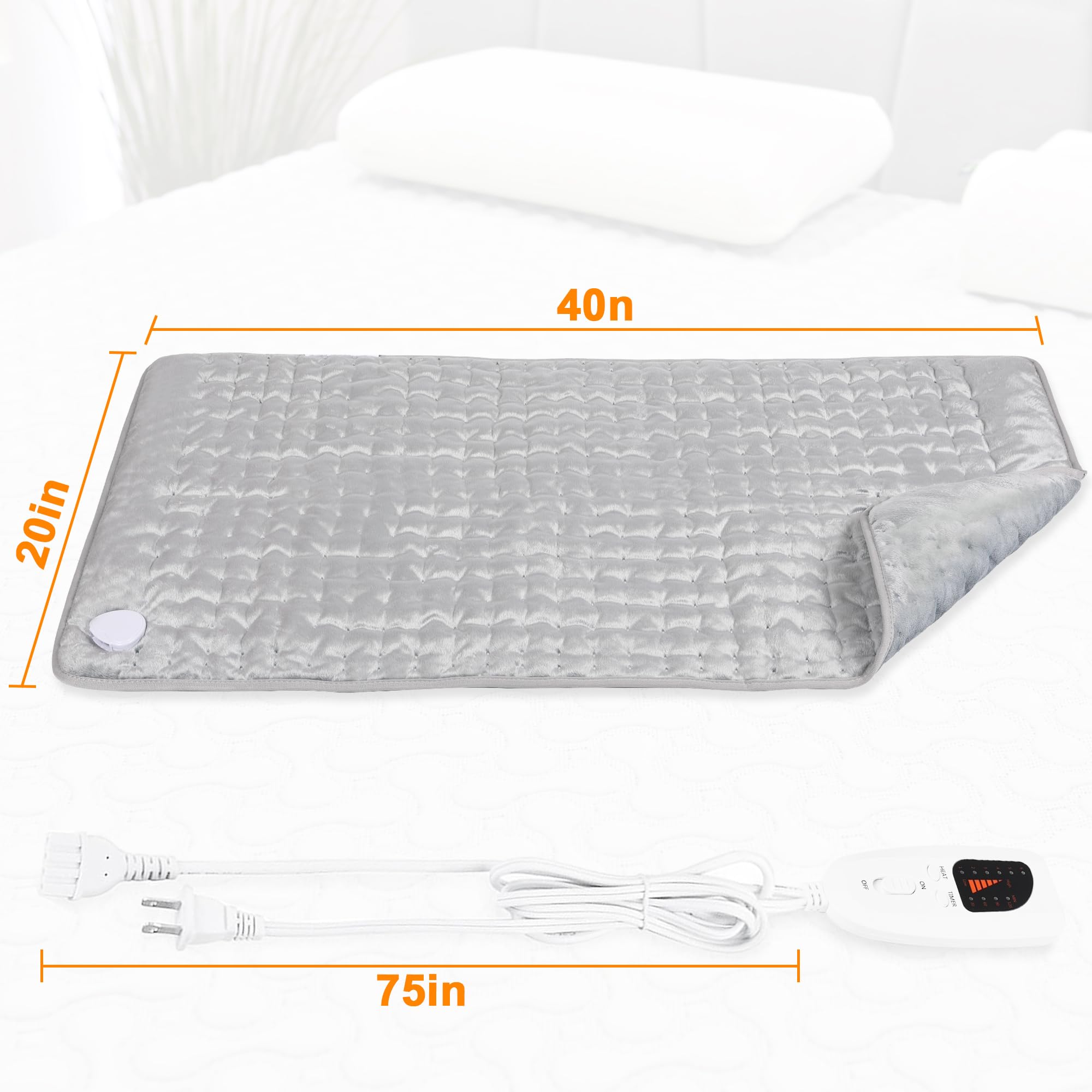 Deepsoon heating pad soft flannel exterior adds skin friendly warmth