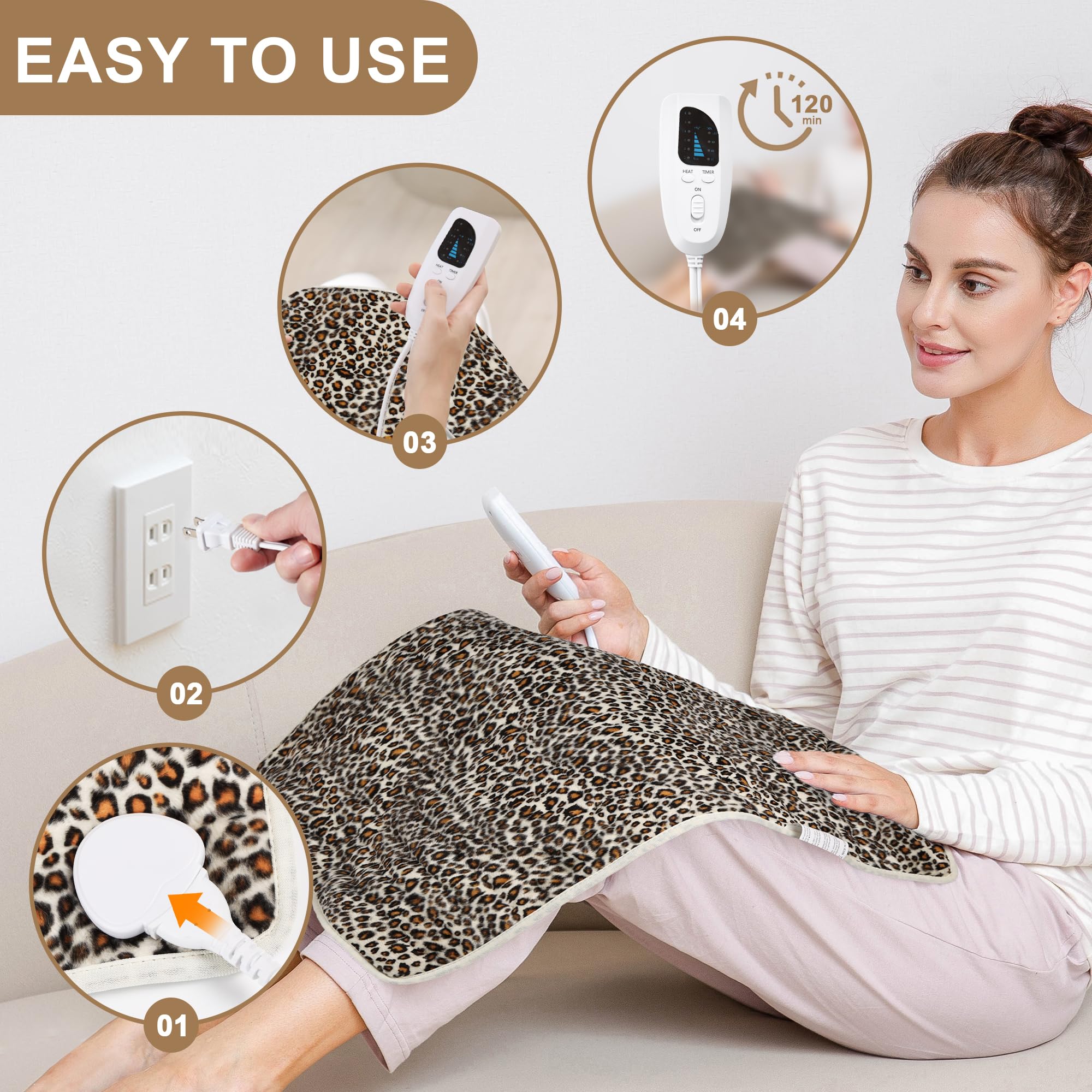 Deepsoon leopard heating pad controller for adjustable heat