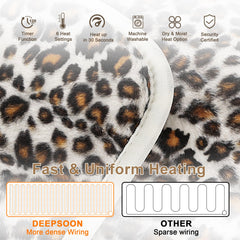 Deepsoon leopard heating pad in use on back and shoulders