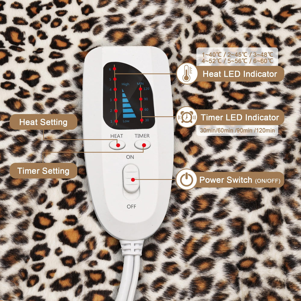 Deepsoon leopard heating pad machine washable cover for easy care