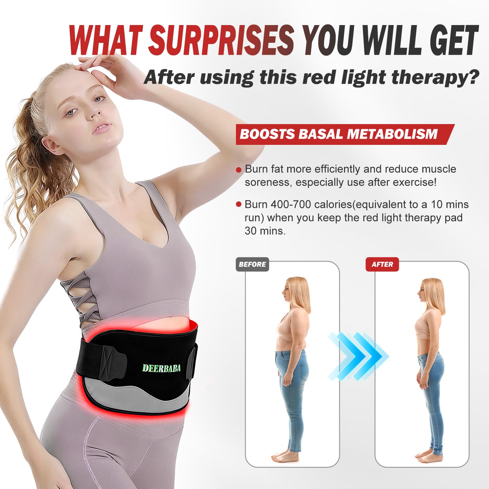 Deerbaba dual-wavelength LED technology delivers surface and deep tissue care.