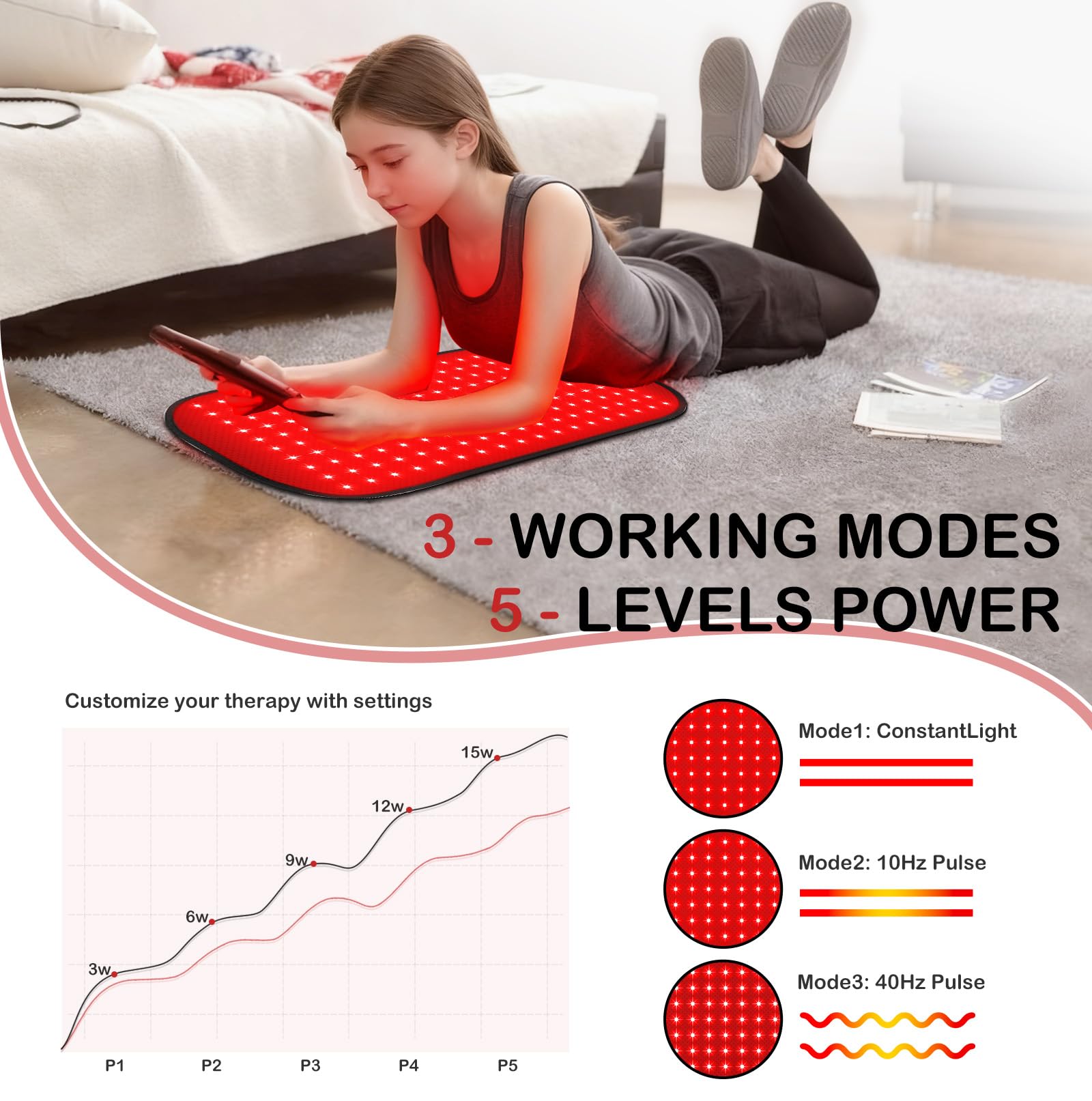 Deerbaba red-light therapy pad thighs offers broad coverage and soothing warmth.