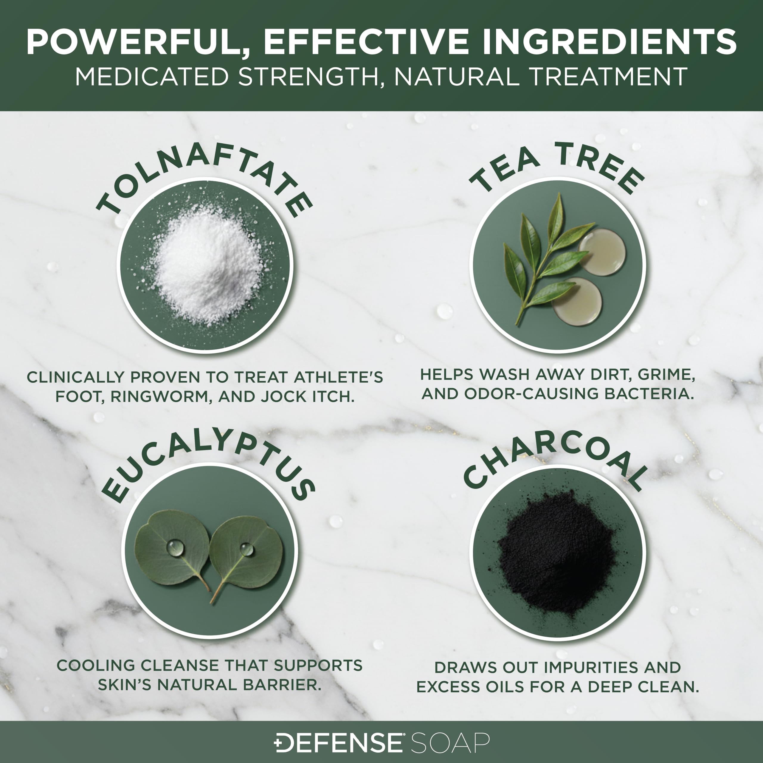 Shelf display of Defense antifungal bar pack emphasizes convenient multi-bar value.