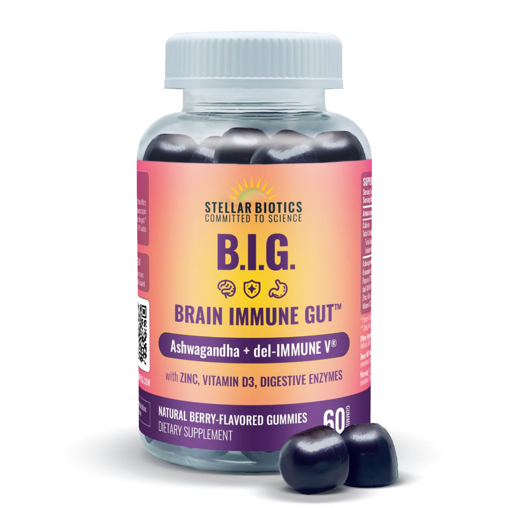 Del-Immune V Ashwagandha gummy bottle for calm focus and daily immune support