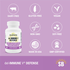 Close-up of Del-Immune V Defense capsules for daily immune support.