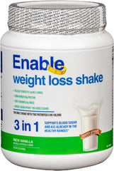 Del Mar Health Enable Weight Loss Shake vanilla bottle, convenient meal replacement.