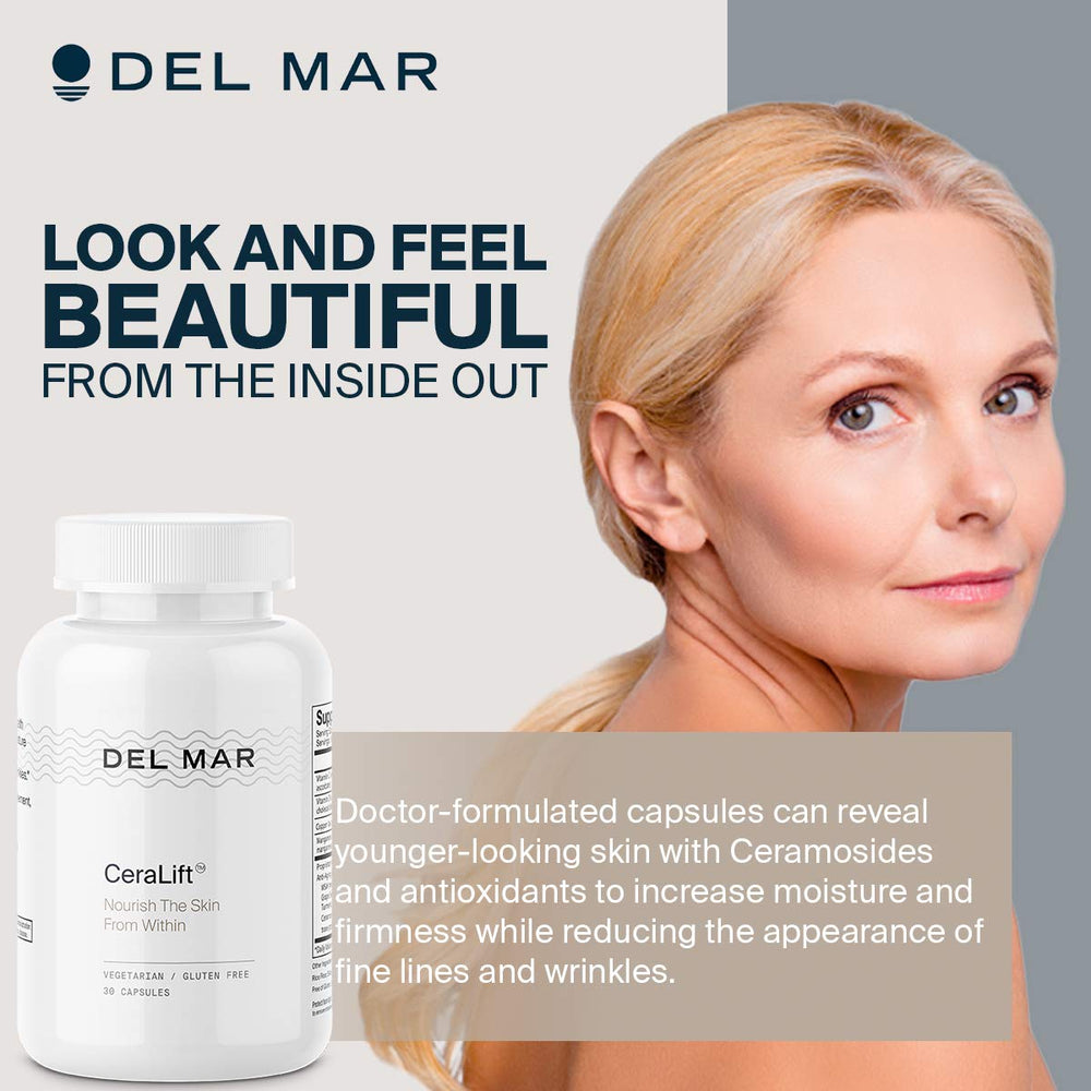 Del Mar Labs CeraLift ingredients with Vitamin C signaling antioxidant skin support.