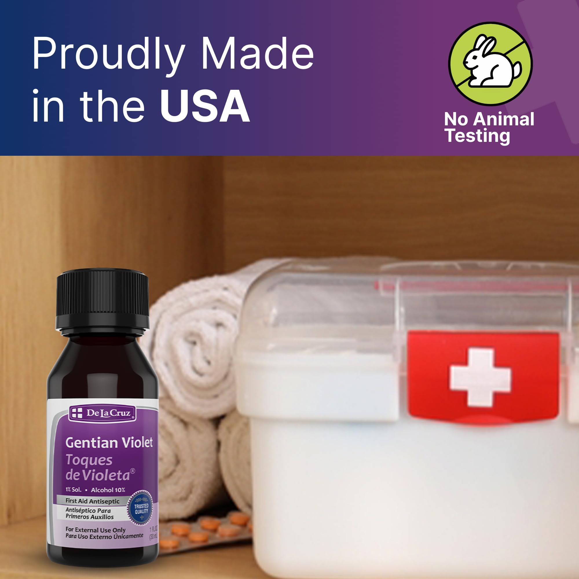 De La Cruz Gentian Violet: first-aid antiseptic for minor skin irritations.