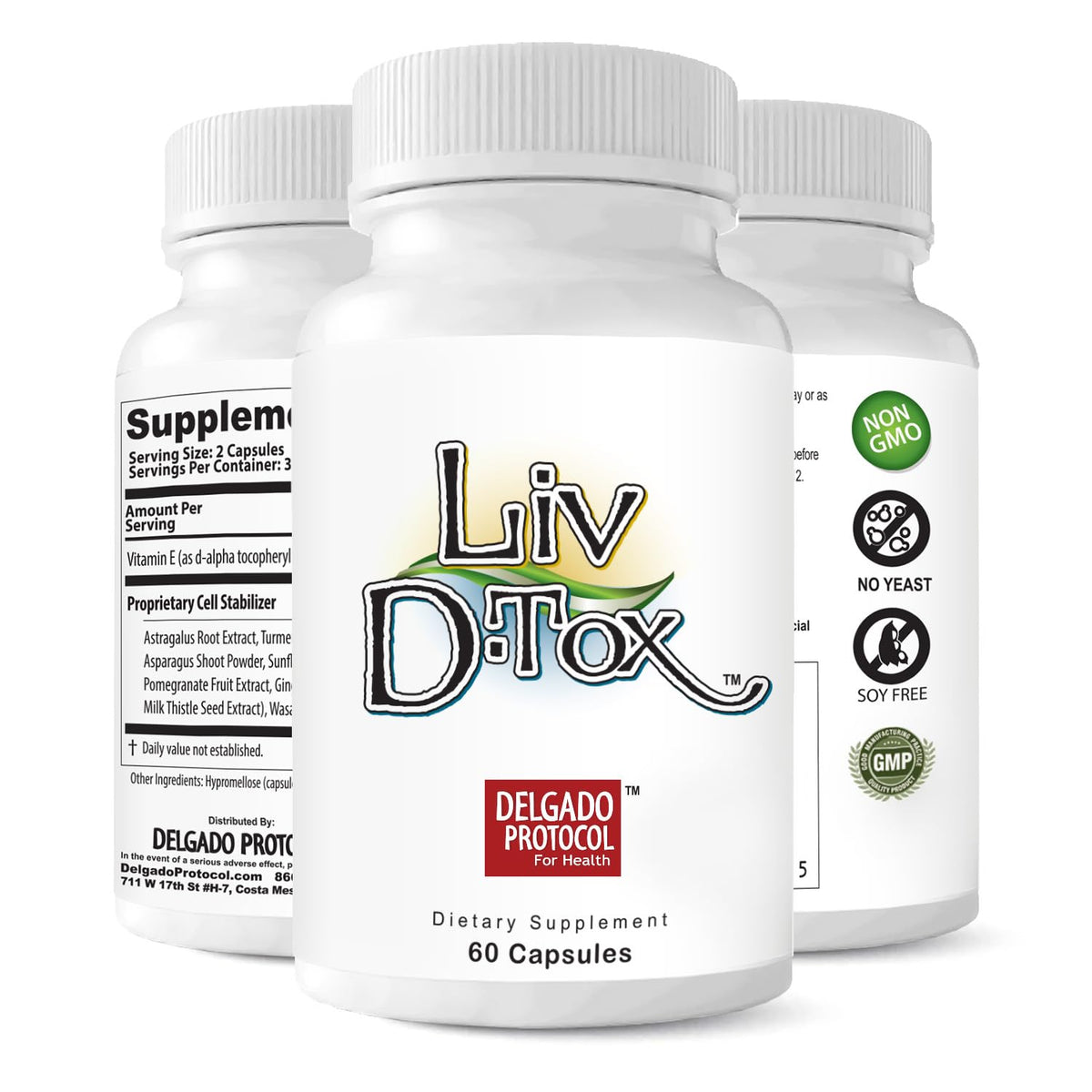 The Delgado Protocol Liv D-Tox bottle front showing liver detox support