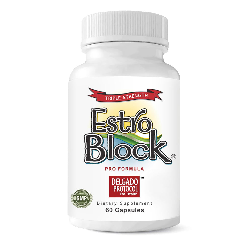 Estroblock Pro bottle front from The Delgado Protocol for hormone balance.