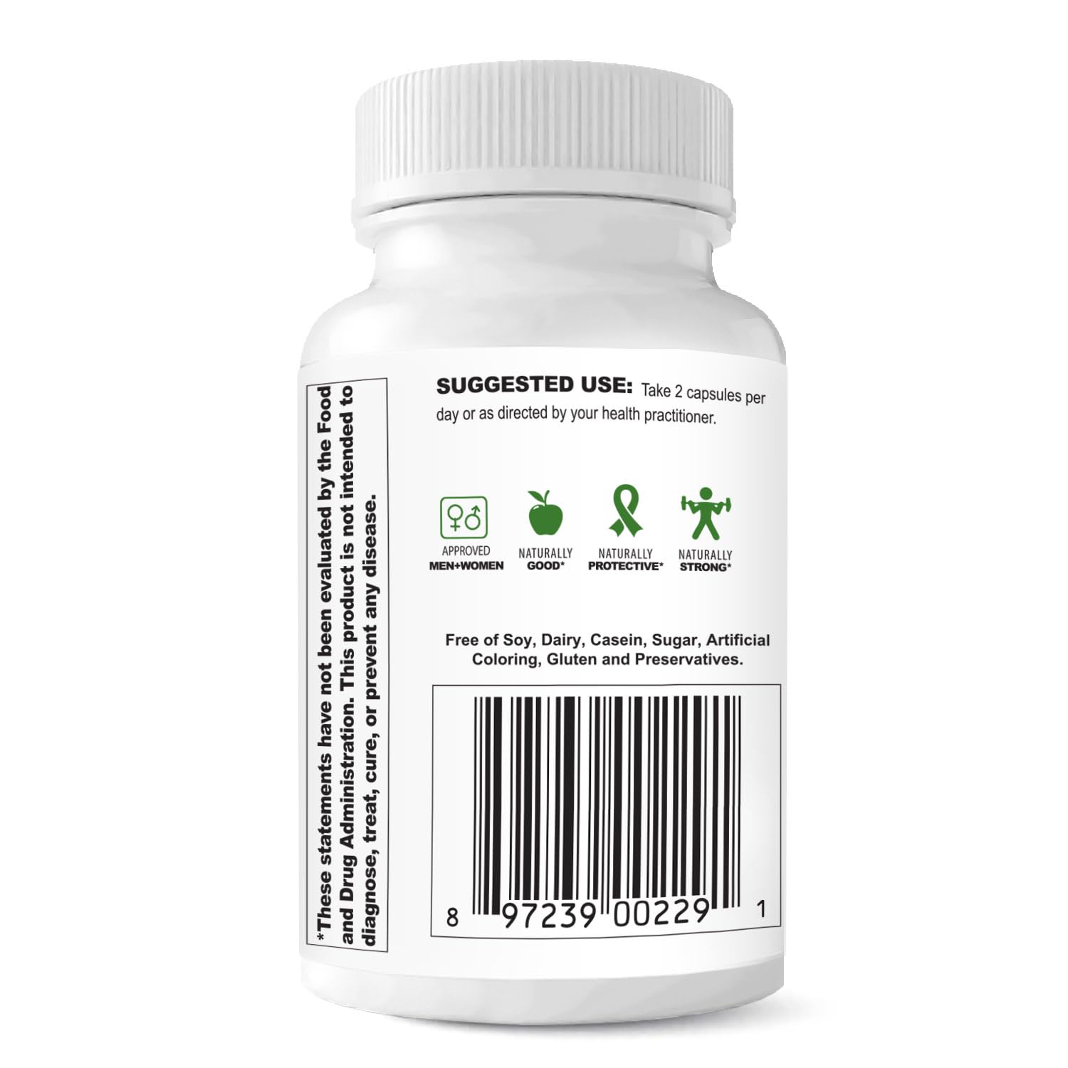 Estroblock Pro capsules on white background highlighting convenient dosing.