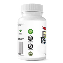 Estroblock Pro label close-up emphasizes vegan-friendly, soy-free formulation.