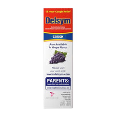 Delsym graphics on the box illustrating day and night relief options.